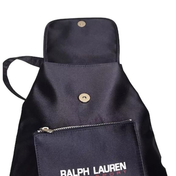 Ralph Lauren Polo Sport blue Silky Backpack Bag 13" X 10" X 3" Flag 90's Y2K - Picture 3 of 4